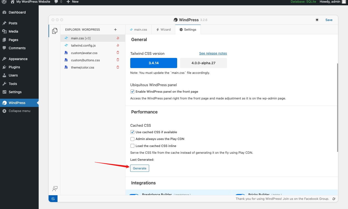 Click the Generate button
