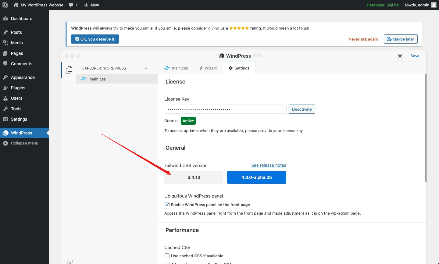 Select Tailwind CSS version