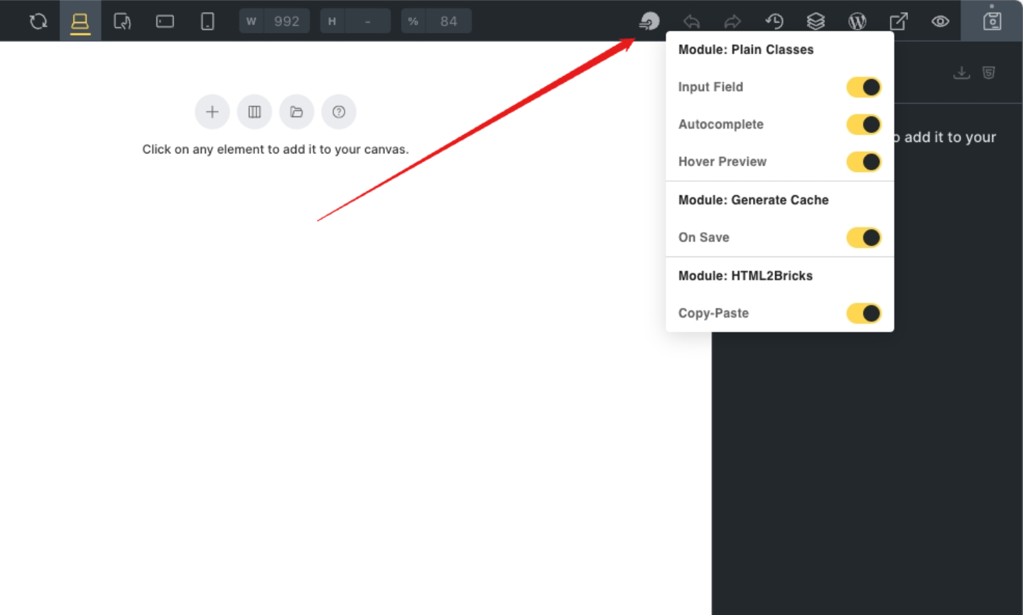 Enable or disable the features