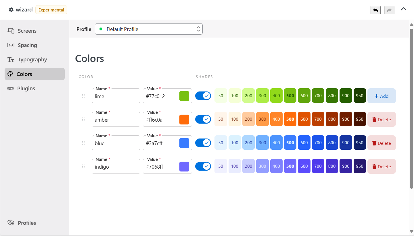 feature: wizard colors